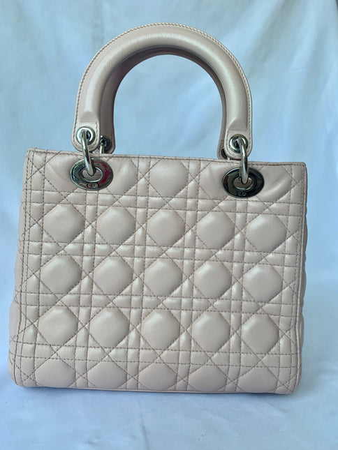 Sold Lady Dior Pink Cannage Leather Medium