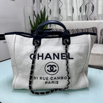 Sold Chanel Deauville Tote Medium White
