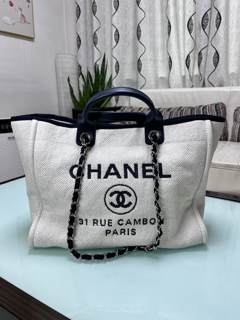 Sold Chanel Deauville Tote Medium White