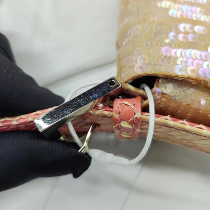 Sold Fendi Baguette Little Mermaid Glitter Pink circle sequins