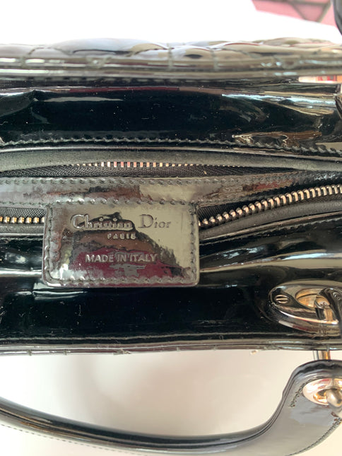 Sold Lady Dior Medium Bag Black Patent Leather