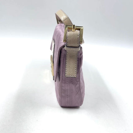 FENDI Baguette Purple Silk with embossed pattern