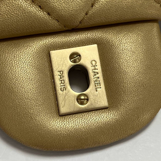 Sold Chanel Timeless/ Classic Flap Medium Gold Gem CC Turn lock