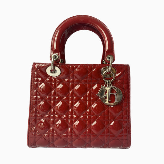 Sold Lady Dior Medium Red Patent Leather (France)-Luxbags