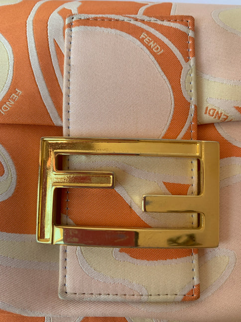 Sold FENDI Baguette Orange Multicolor Silk with Psychedelic prints