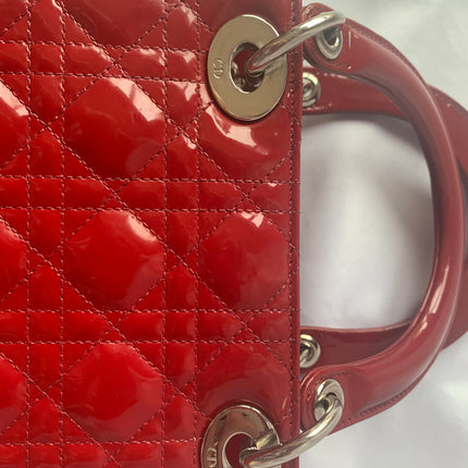 Sold Lady Dior Medium Bag Red Patent Leather