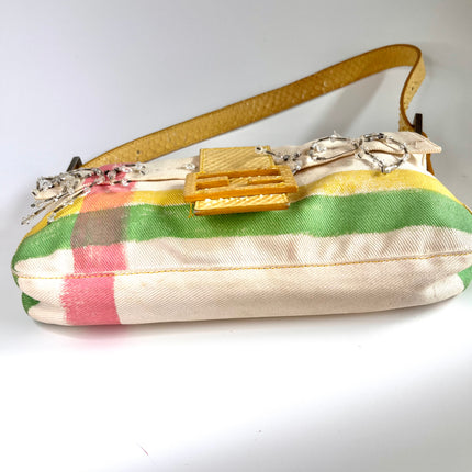 FENDI Baguette Cream canvas with Beads