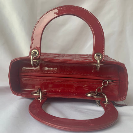 Sold Lady Dior Medium Bag Red Patent Leather