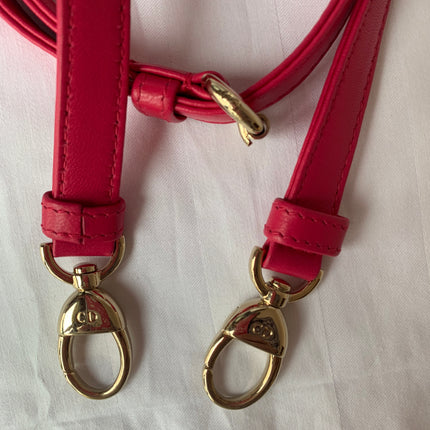 Sold Lady Dior Pink Mini handbag Cannage Leather with strap