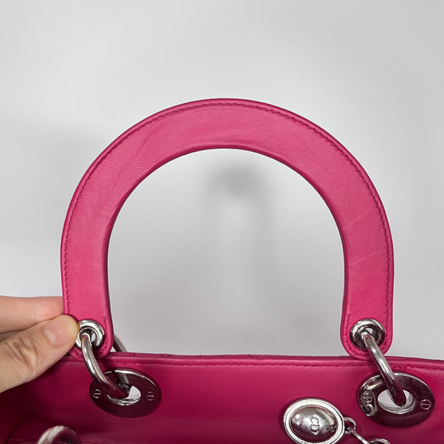 Sold Lady Dior Bag Medium Hot Pink Fuchsia Cannage Leather