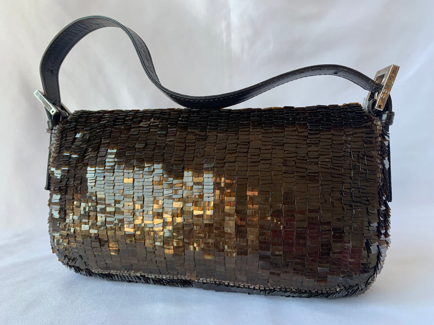 Sold FENDI Baguette chocolate brown sequins excellent condition