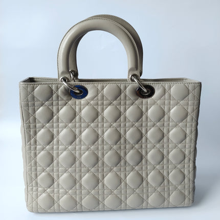 Sold Lady Dior Large Grey Leather handbag with strap