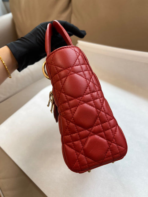 Sold Lady Dior Small My Abcdior Red Lambskin Cannage Leather
