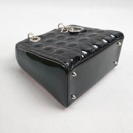 Sold Lady Dior Medium Bag Black Patent Leather