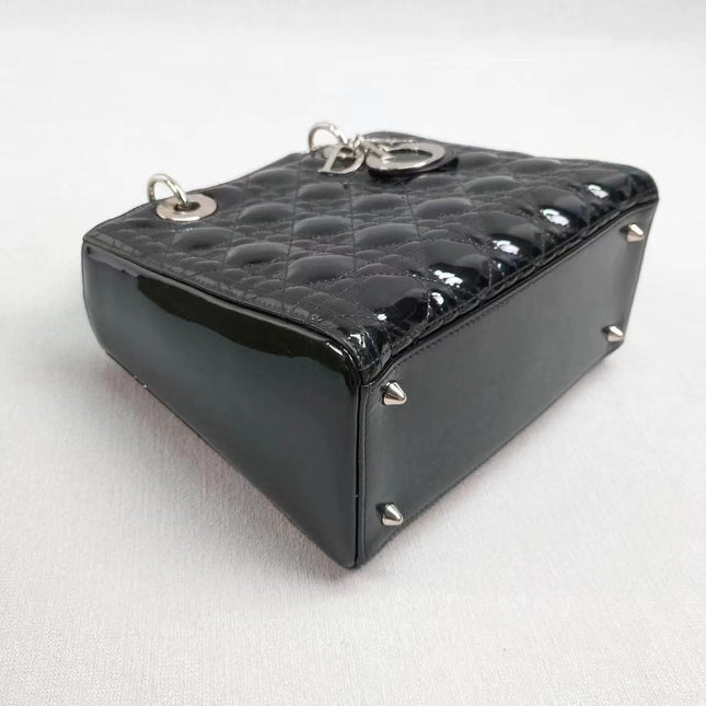 Sold Lady Dior Medium Bag Black Patent Leather
