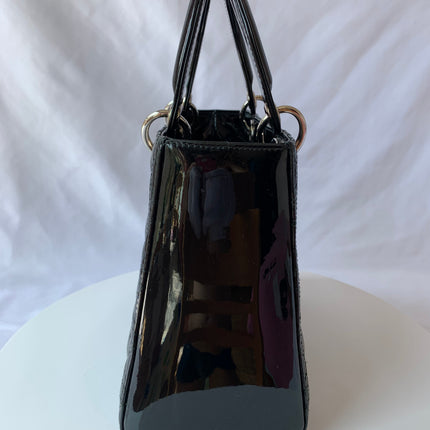 Sold Lady Dior Medium Bag Black Patent Leather