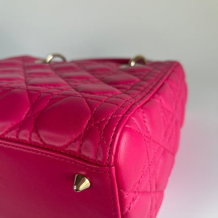 Sold Lady Dior Hot Pink Fuchsia Cannage Leather Medium