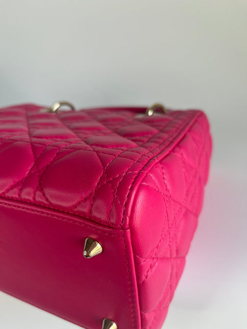 Sold Lady Dior Hot Pink Fuchsia Cannage Leather Medium