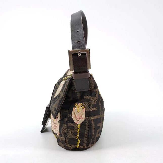 Sold FENDI Baguette Zucca Print with Flower Embroidery