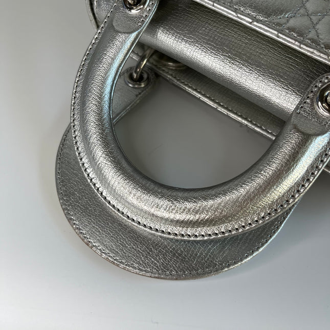 Sold  Lady Dior ABCdior Small Silver Cannage Lambskin Handbag