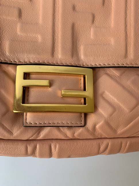 Sold FENDI Baguette Salmon Pink Leather 3D FF Motif Crossbody bag