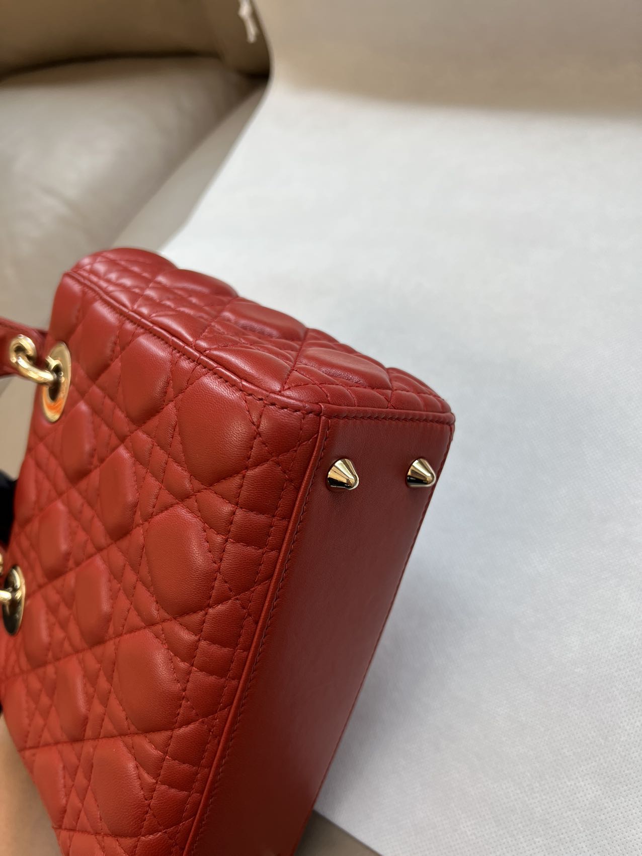 Sold Lady Dior Small My Abcdior Red Lambskin Cannage Leather Luxbags