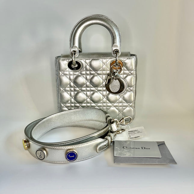 Sold  Lady Dior ABCdior Small Silver Cannage Lambskin Handbag