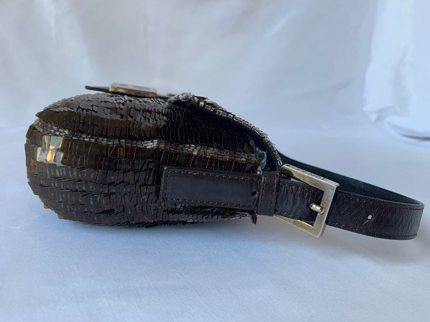 Sold FENDI Baguette chocolate brown sequins excellent condition