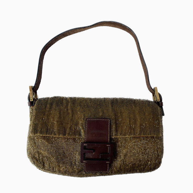 Sold Fendi Baguette Golden Brown beads Glitter