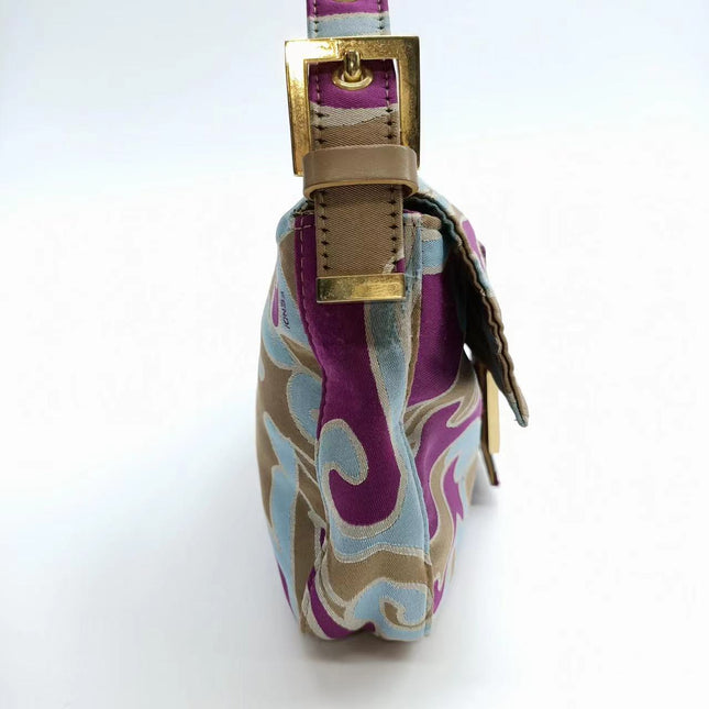 Sold FENDI Baguette Multicolor Silk with Psychedelic prints