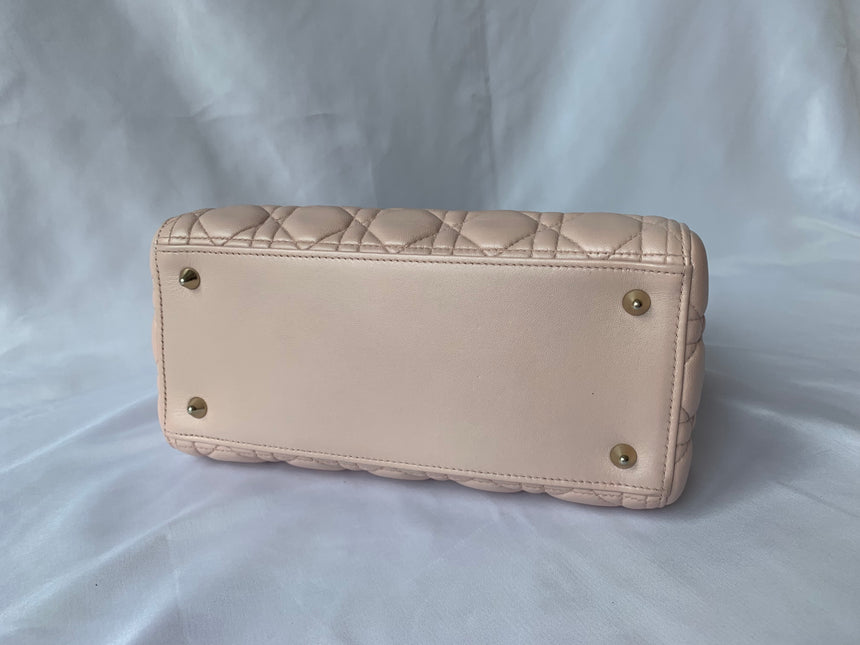 Sold Lady Dior Pink Cannage Leather Medium