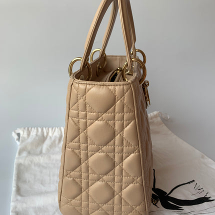 Sold Lady Dior Medium Bag Pink Cannage Leather