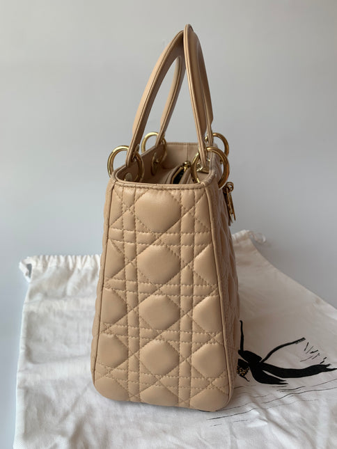 Sold Lady Dior Medium Bag Pink Cannage Leather