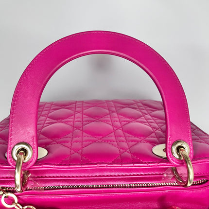 Sold Lady Dior Medium Bag Fuchsia Cannage Leather
