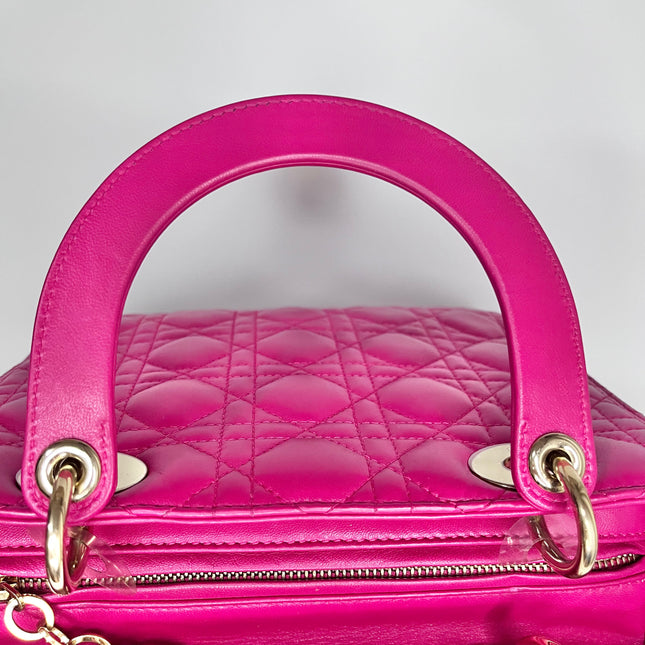 Sold Lady Dior Medium Bag Fuchsia Cannage Leather