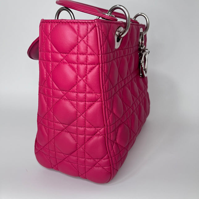 Sold Lady Dior Bag Medium Hot Pink Fuchsia Cannage Leather