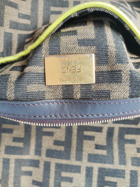 Sold FENDI Baguette Zucca Print canvas with Neon trimming