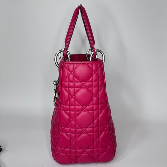 Sold Lady Dior Bag Medium Hot Pink Fuchsia Cannage Leather