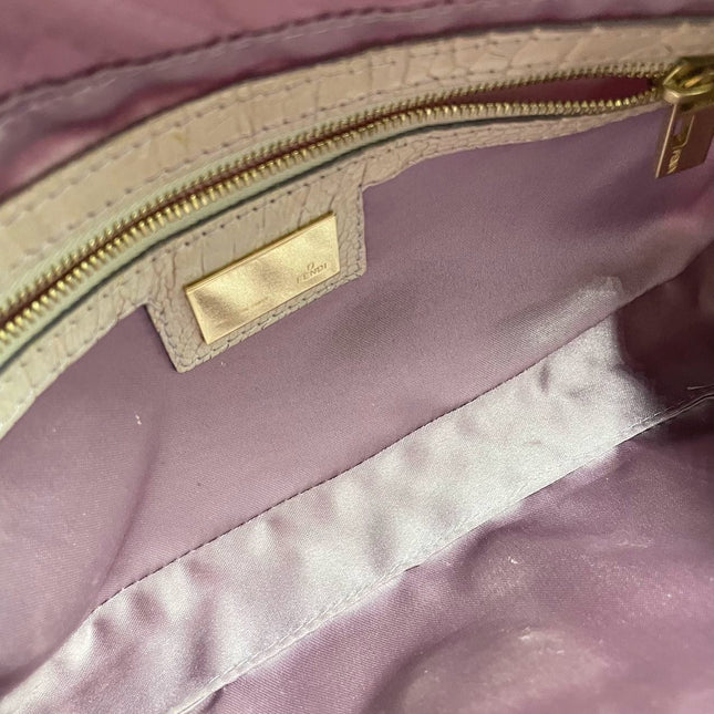 FENDI Baguette Purple Silk with embossed pattern