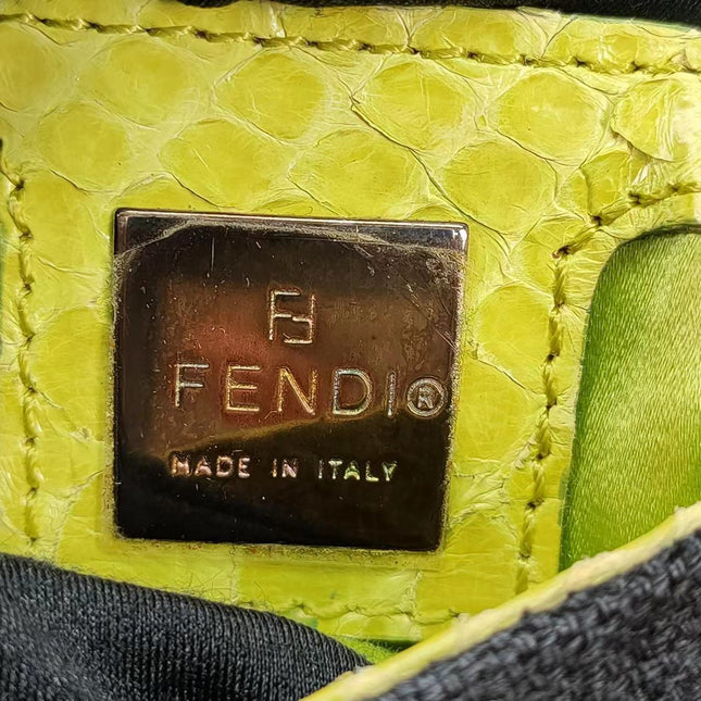 Sold FENDI Baguette Black Canvas with beaded Flower Embroidery