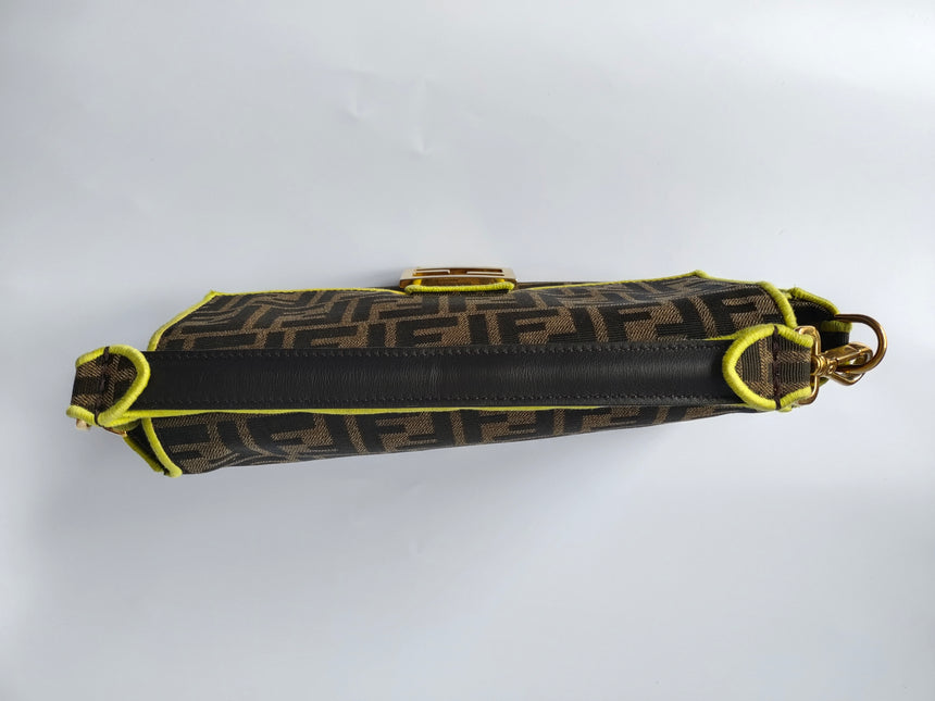 Sold FENDI Baguette Zucca Print canvas with Neon trimming