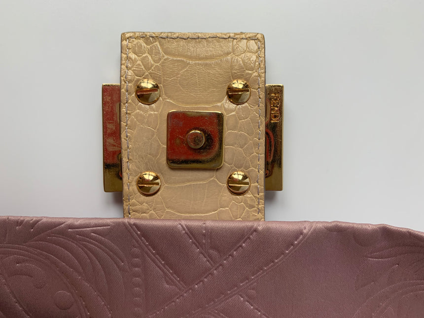 FENDI Baguette Purple Silk with embossed pattern