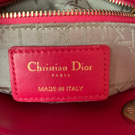 Sold Lady Dior Pink Mini handbag Cannage Leather with strap