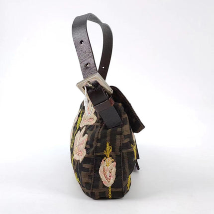 Sold FENDI Baguette Zucca Print with Flower Embroidery