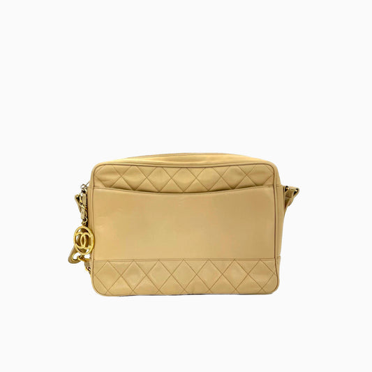 Chanel Camera Bag Beige with gold chains-Luxbags