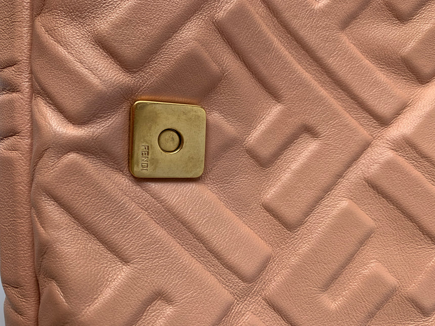 Sold FENDI Baguette Salmon Pink Leather 3D FF Motif Crossbody bag