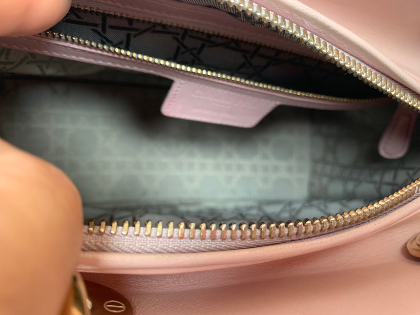 Sold Lady Dior Pink Cannage Leather Medium
