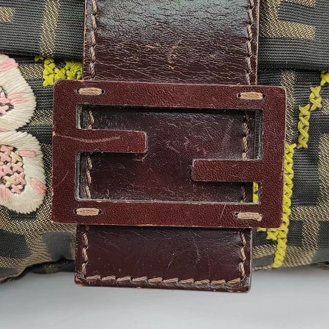Sold FENDI Baguette Zucca Print with Flower Embroidery