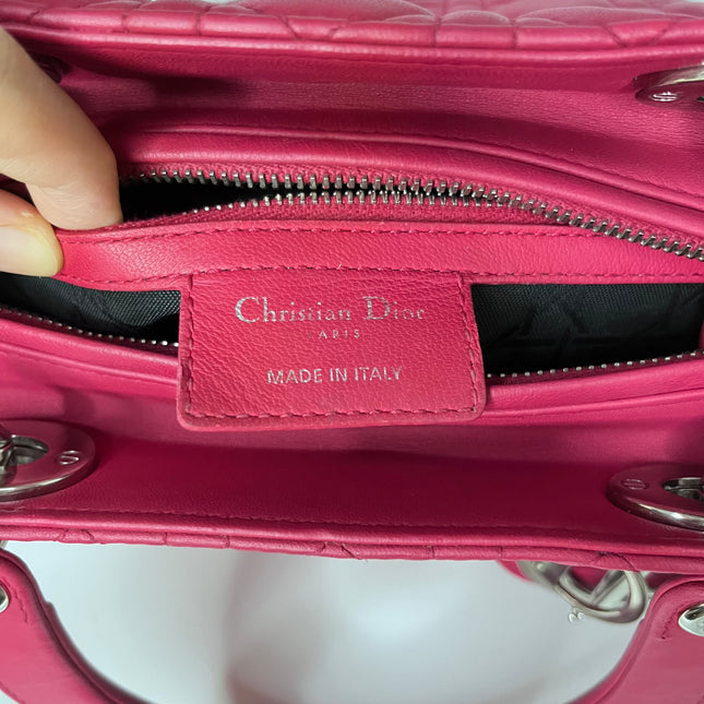 Sold Lady Dior Bag Medium Hot Pink Fuchsia Cannage Leather