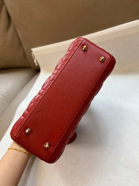 Sold Lady Dior Small My Abcdior Red Lambskin Cannage Leather